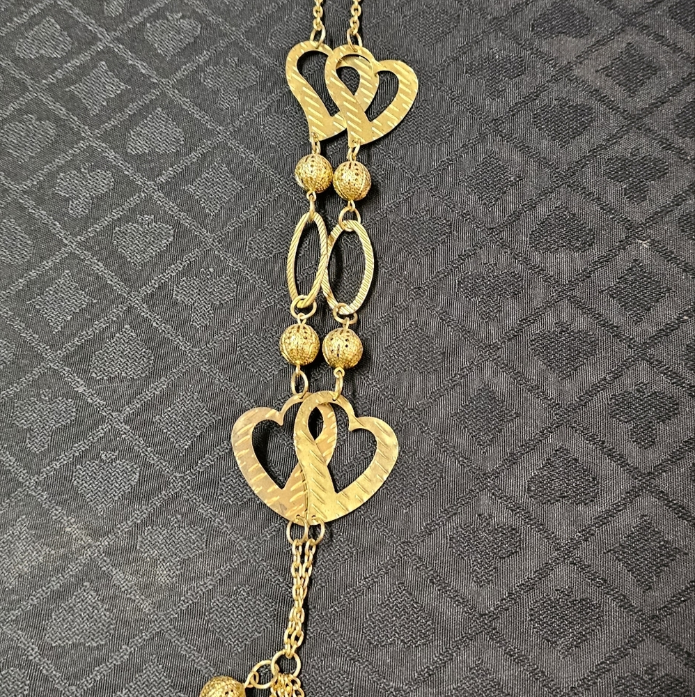 Chico's Goldtone Hearts & Tassle Necklace
